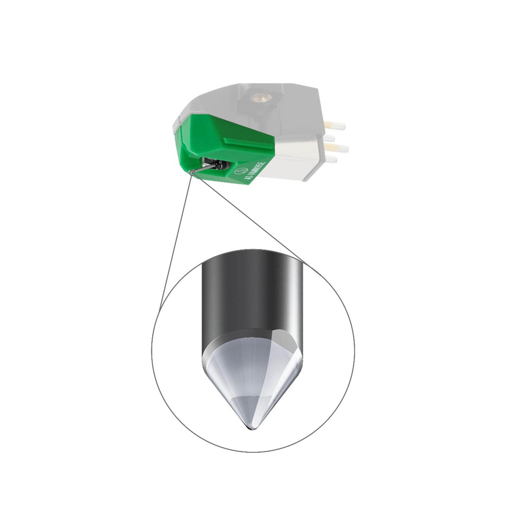 Puntina Di Ricambio VMN95E Per Cartucce Audio-Technica VM95 – Ellittica, Per Giradischi AT-LP120X, Verde