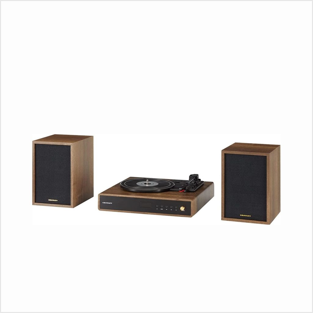 Crosley Alto Shelf System CR7019A-WA - Giradischi 3 Velocità Con Bluetooth E Radio FM (Colore Noce)